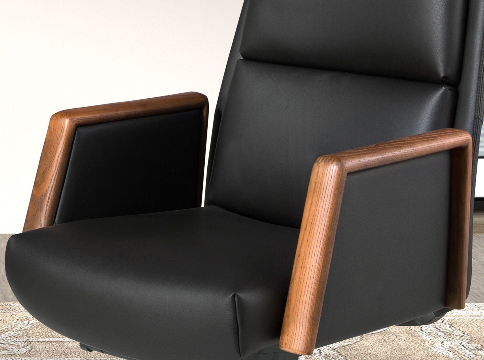 Black faux leather office swivel chair