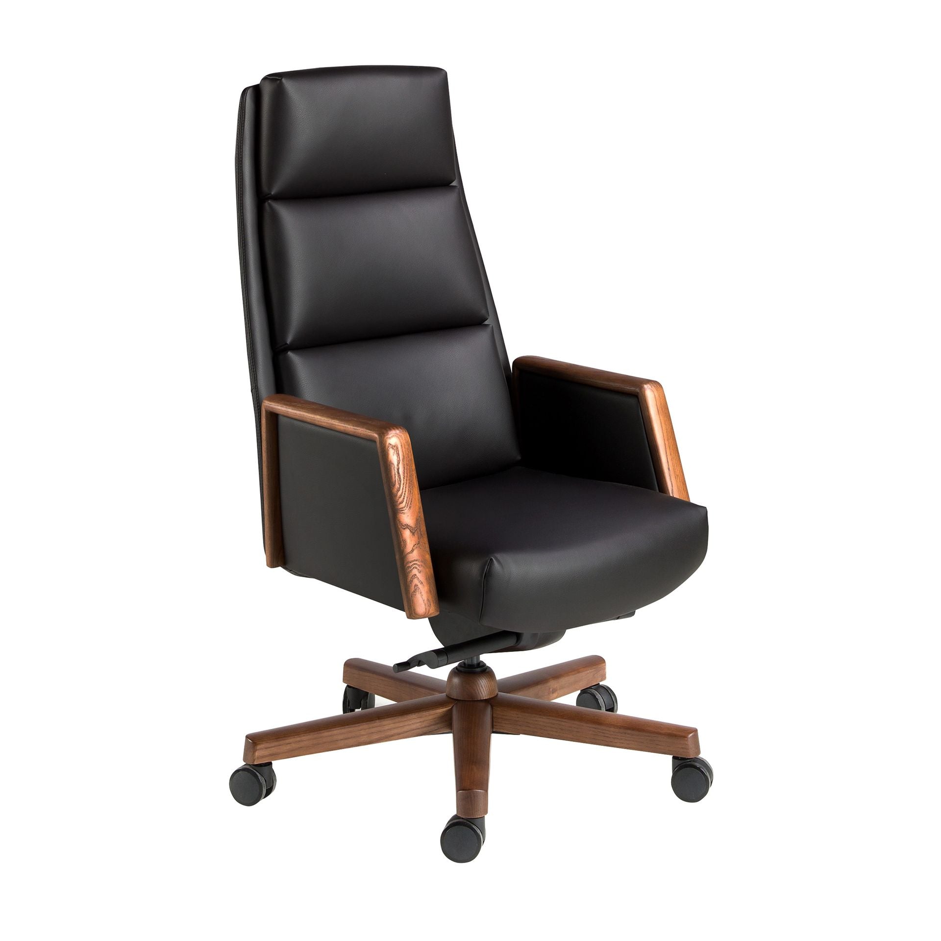 Black faux leather office swivel chair