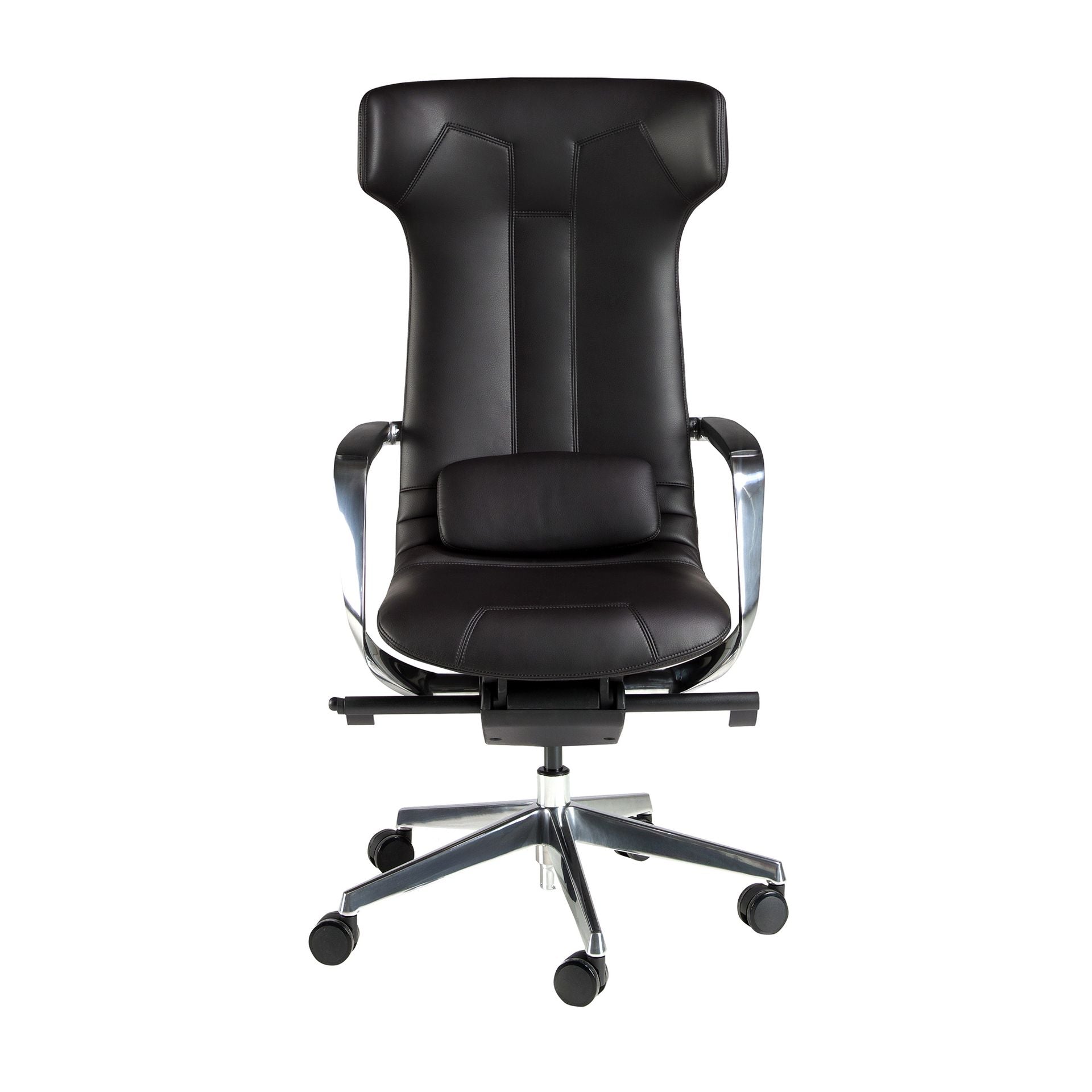 Black faux leather office swivel chair