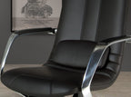 Black faux leather office swivel chair