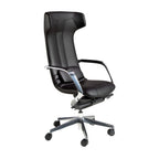 Black faux leather office swivel chair