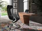 Black faux leather office swivel chair