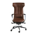 Brown faux leather swivel office chair