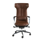 Brown faux leather swivel office chair