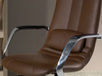 Brown faux leather swivel office chair