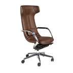 Brown faux leather swivel office chair