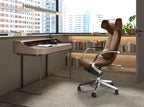 Brown faux leather swivel office chair