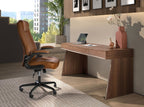 Brown faux leather swivel office chair