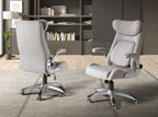 Sedia girevole da ufficio in tessuto grigio