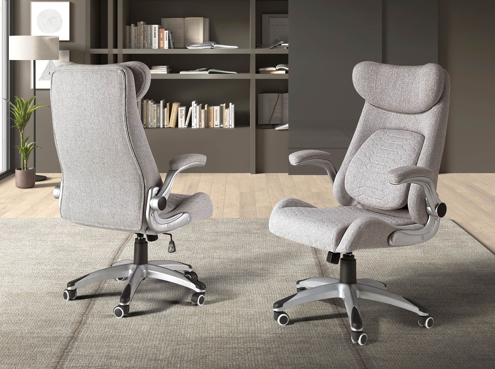 Sedia girevole da ufficio in tessuto grigio