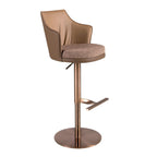 Swivel stool in mottled brown fabric and brown faux leather