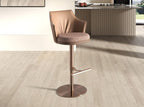 Swivel stool in mottled brown fabric and brown faux leather