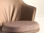 Swivel stool in mottled brown fabric and brown faux leather