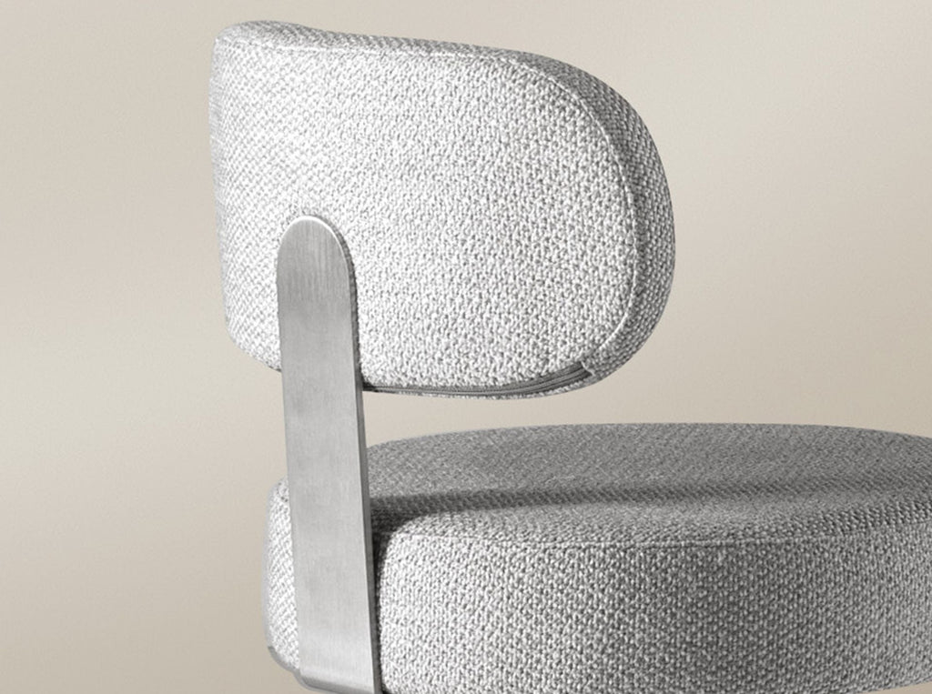 Light Grey Flecked Fabric Swivel Stool