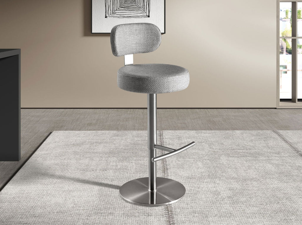 Light Grey Flecked Fabric Swivel Stool