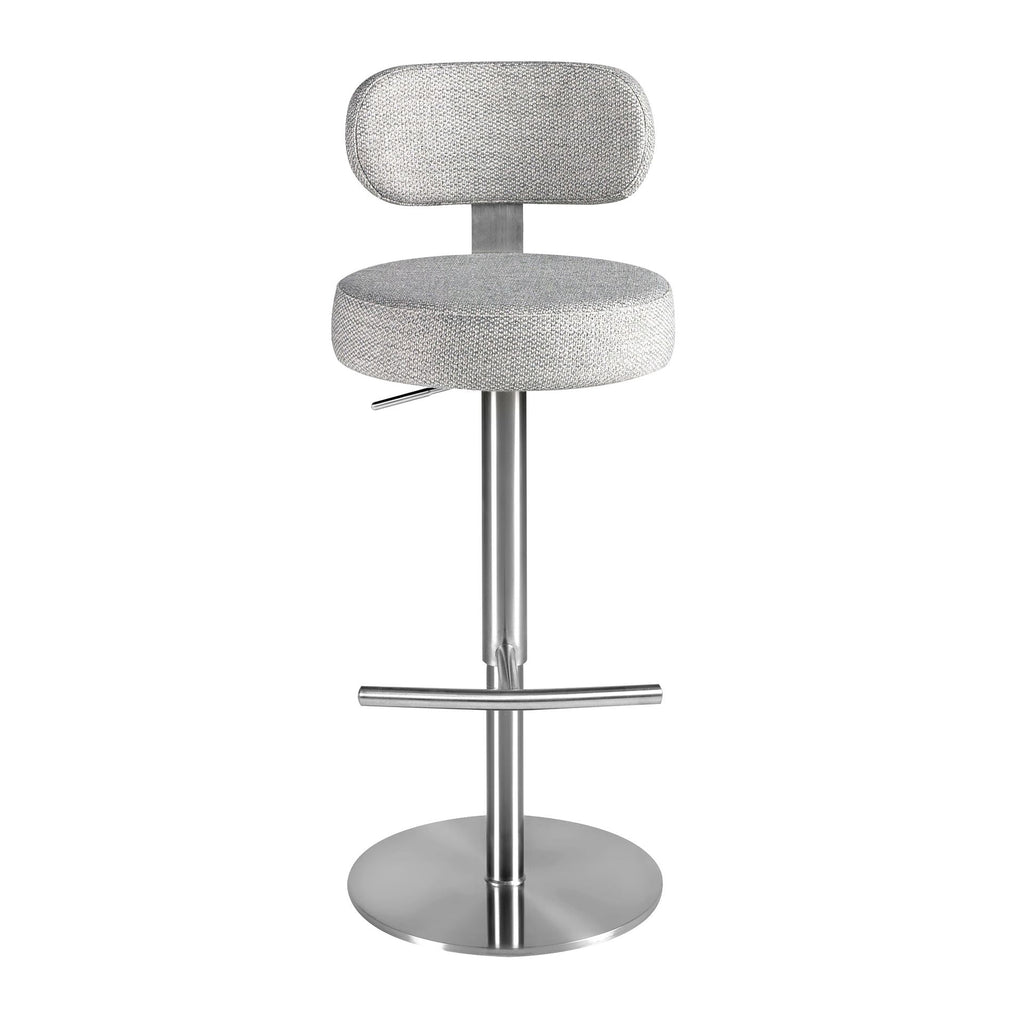 Light Grey Flecked Fabric Swivel Stool