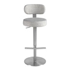 Light Grey Flecked Fabric Swivel Stool