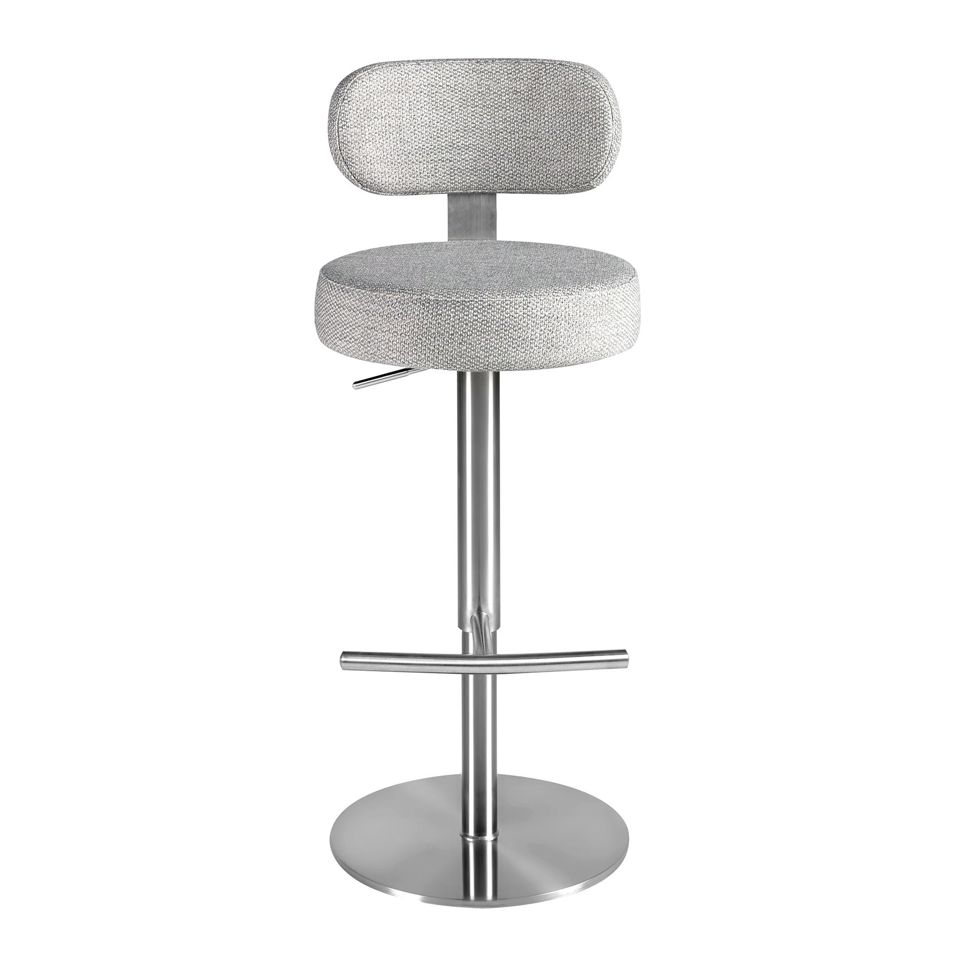Light Grey Flecked Fabric Swivel Stool