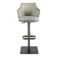 Swivel stool in mottled grey fabric and dark grey faux leather