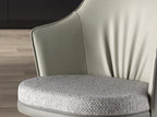 Swivel stool in mottled grey fabric and dark grey faux leather
