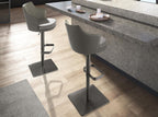 Swivel stool in mottled grey fabric and dark grey faux leather