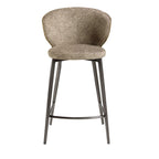 Upholstered stool in brown melange fabric