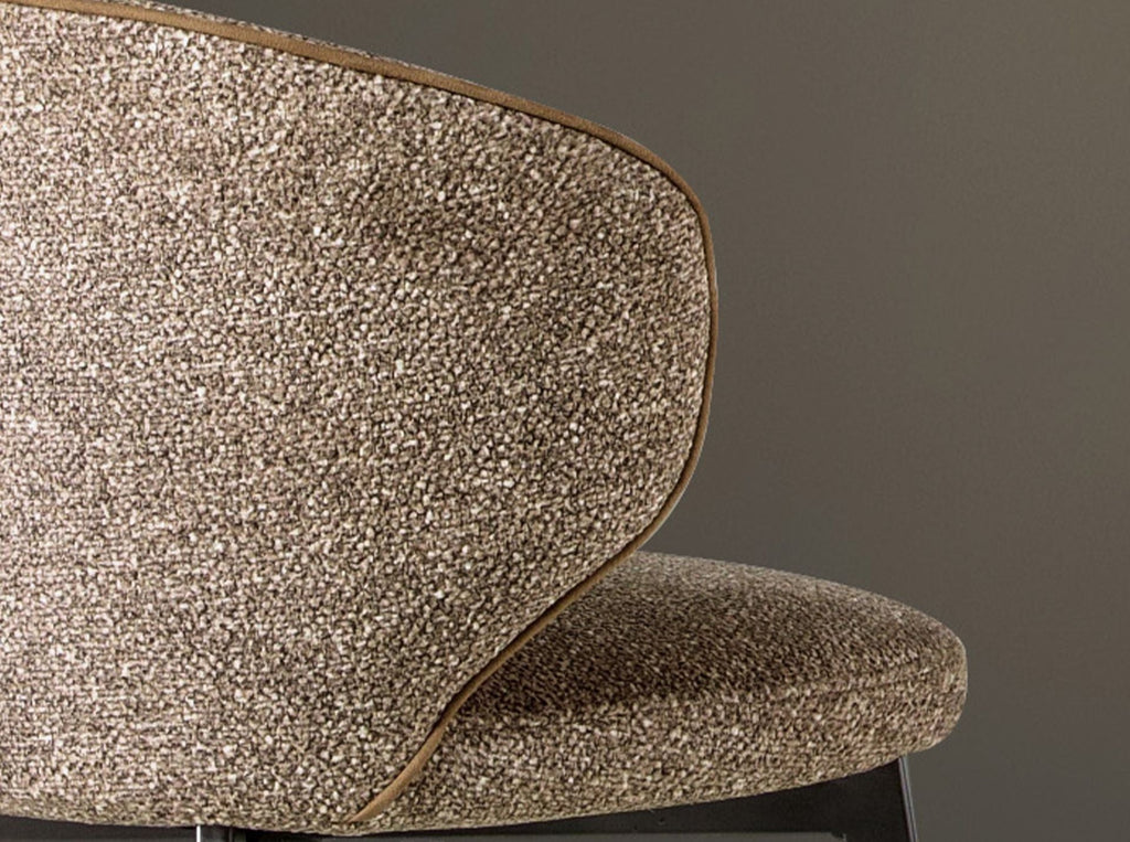 Upholstered stool in brown melange fabric