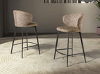 Upholstered stool in brown melange fabric