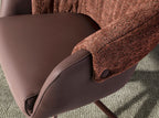 Sedia girevole in similpelle marrone rame e tessuto marrone screziato