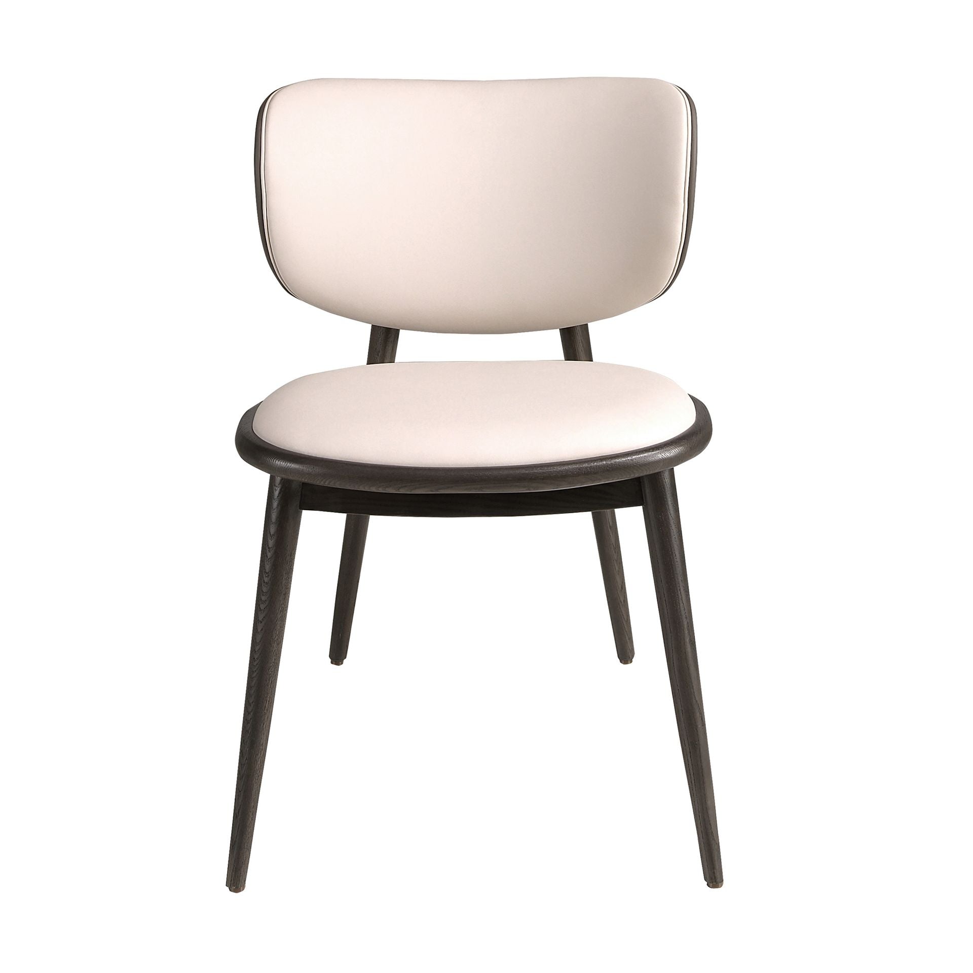 Chair in cream and dark gray faux leather