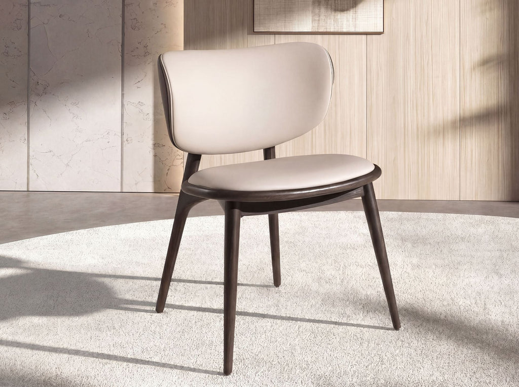 Chair in cream and dark gray faux leather