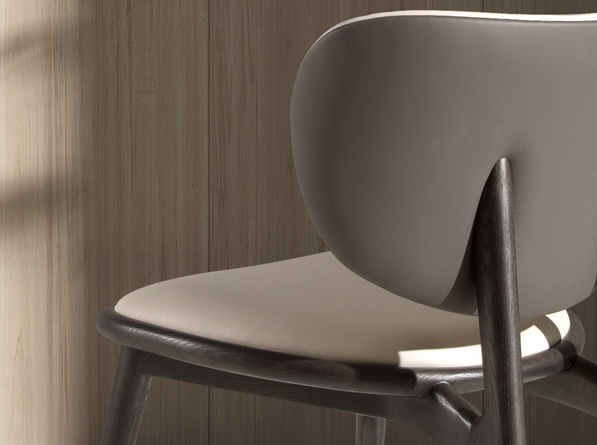 Chair in cream and dark gray faux leather