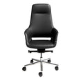 Black faux leather swivel office chair