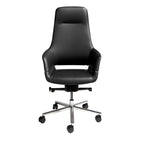 Black faux leather swivel office chair