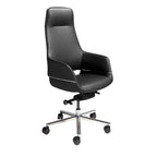 Black faux leather swivel office chair