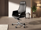 Black faux leather swivel office chair