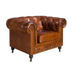 Poltrona Chester in pelle marrone cognac