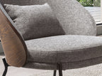 Armchair in grey fabric and walnut