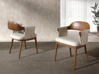 Walnut chair with cream faux leather