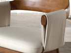 Walnut chair with cream faux leather