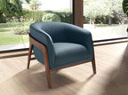 Teal leather armchair