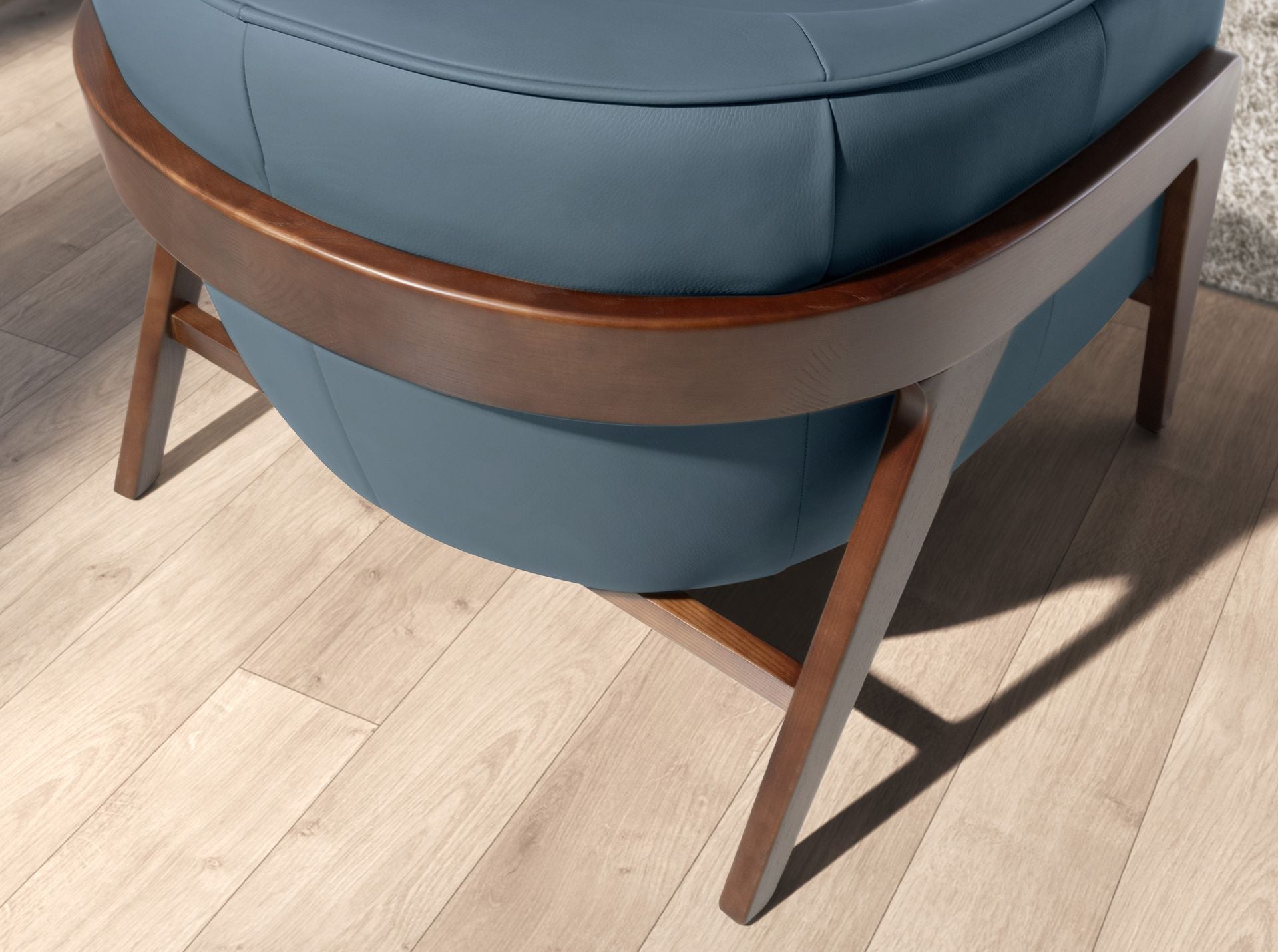 Teal leather armchair