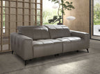 Three-seater reclining sofa in grey leather