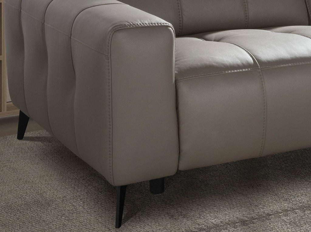 Three-seater reclining sofa in grey leather