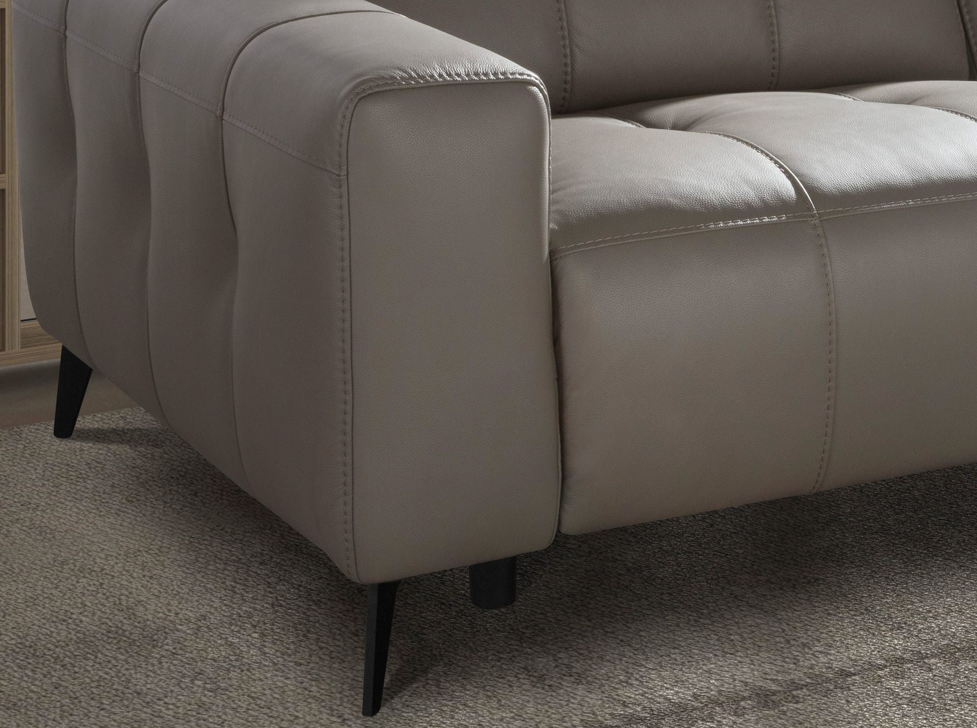 Three-seater reclining sofa in grey leather