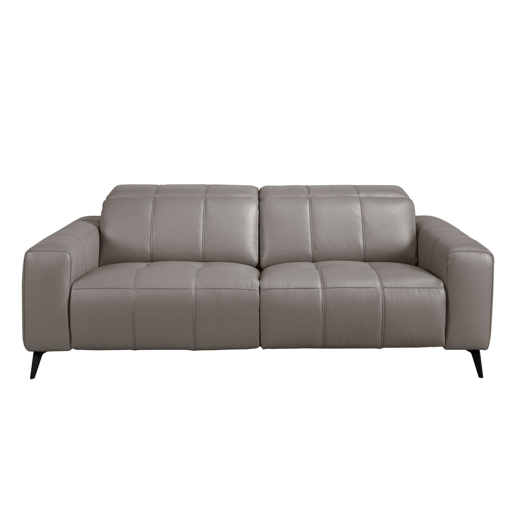 Three-seater reclining sofa in grey leather