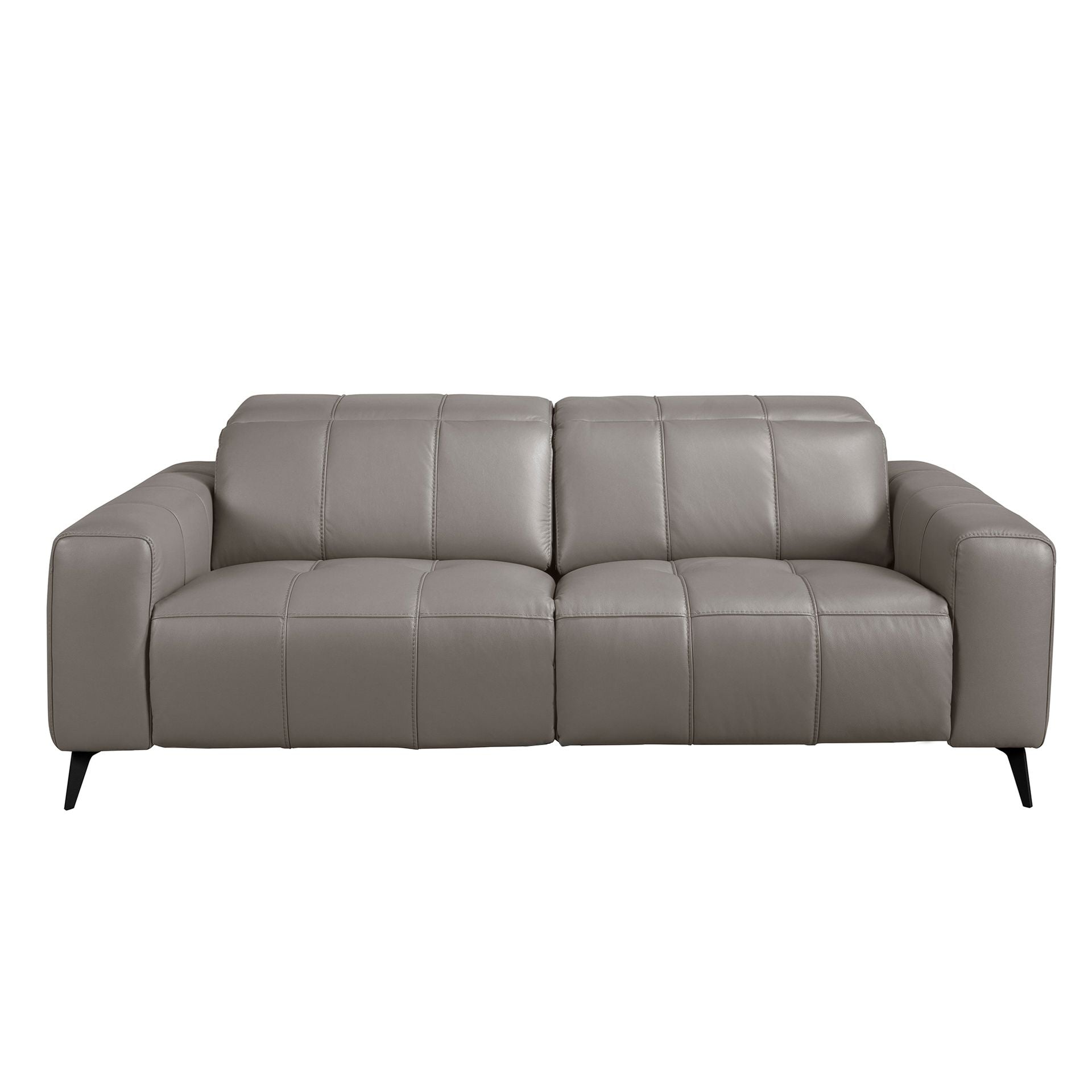 Three-seater reclining sofa in grey leather