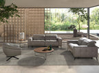 Three-seater reclining sofa in grey leather
