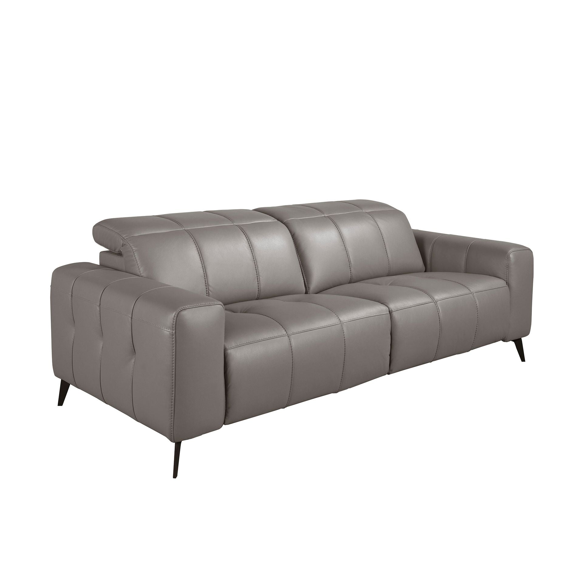 Three-seater reclining sofa in grey leather