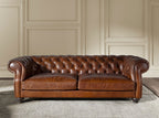 Divano Chester a 3 posti in pelle marrone cognac